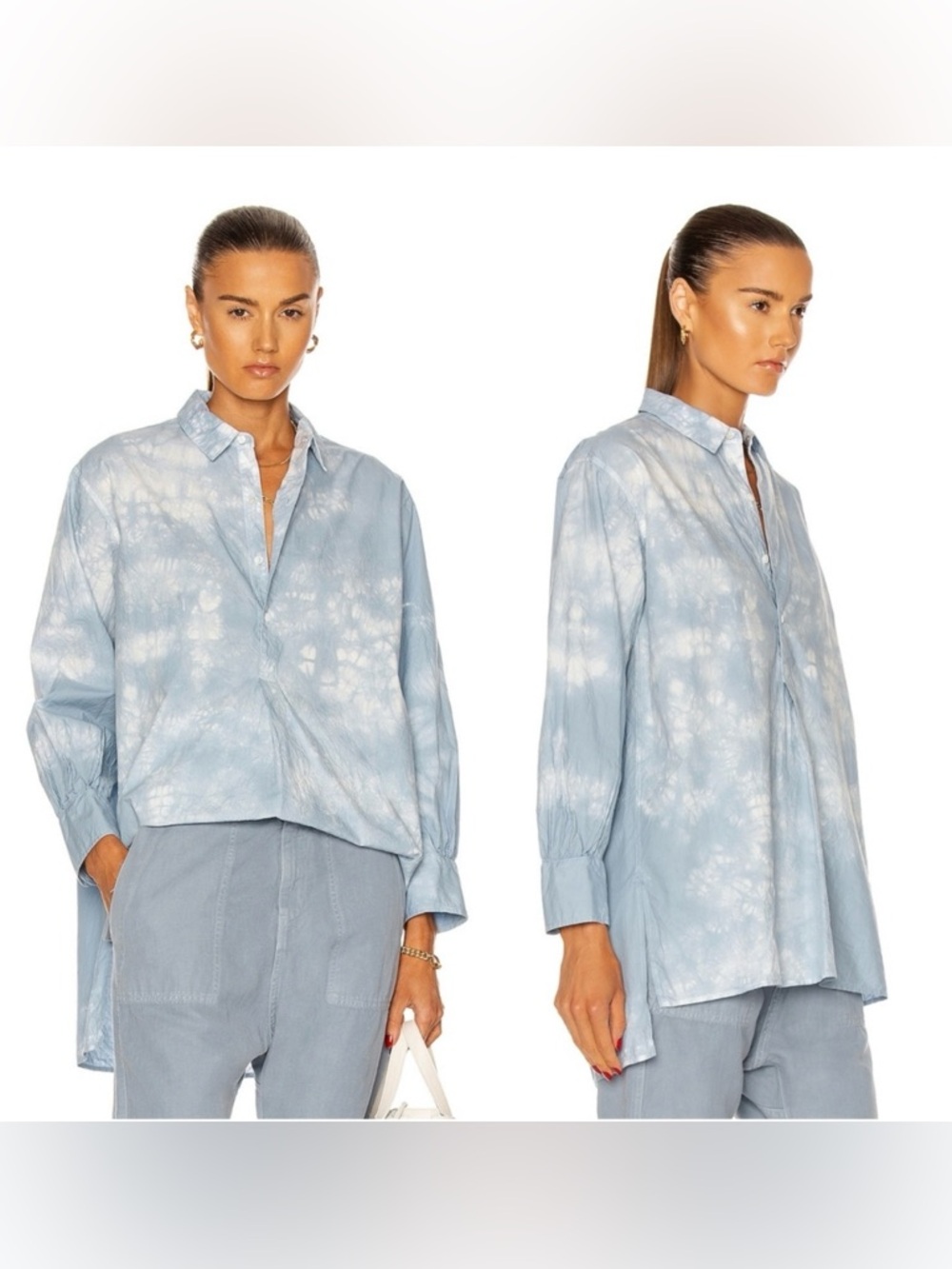 Nili Lotan Ambrose Tunic - Light Blue Tie Dye